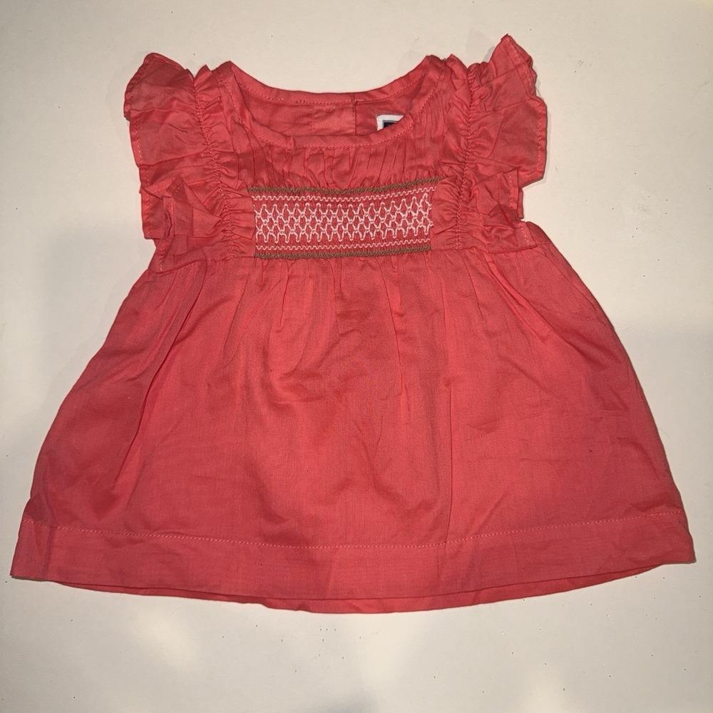 Janie & Jack Caribbean Rose Smocked Dress Baby Girls 3-6M Coral Pink 2016